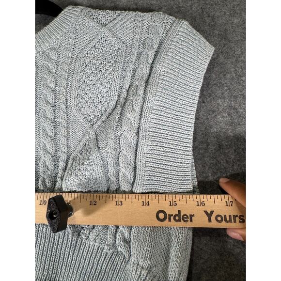 Zara Blouse Women Small‎ Blue Knit Crewneck Cropped Short Sleeve Boho Preppy - Picture 4 of 7